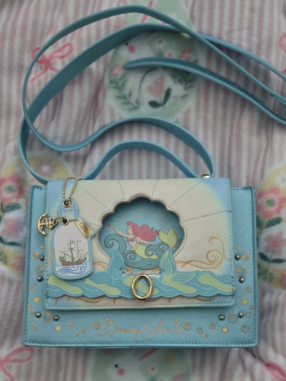 Whimsical Mermaid Sea-Blue Crossbody Bag - Picture 1 of 6